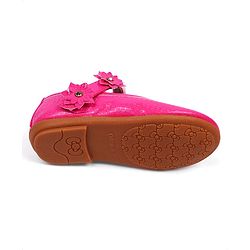 Cute Walk by Babyhug Velcro Closure Ballerinas With Floral Applique - Fuchsia