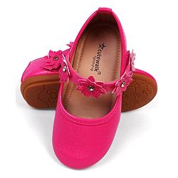 Cute Walk by Babyhug Velcro Closure Ballerinas With Floral Applique - Fuchsia