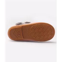 Cute Walk by Babyhug Velcro Closure Ballerinas With Floral Applique - Fuchsia