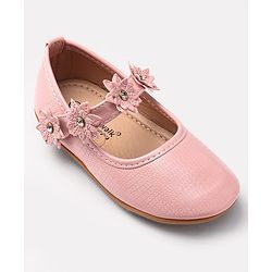 Cute Walk by Babyhug Velcro Closure Ballerinas With Floral Applique - Fuchsia