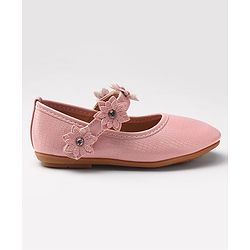 Cute Walk by Babyhug Velcro Closure Ballerinas With Floral Applique - Fuchsia