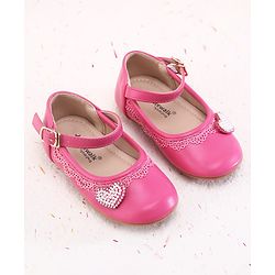 Cute Walk by Babyhug Buckle Closure Ballerinas With Pearl Detailing - Pink