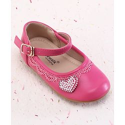 Cute Walk by Babyhug Buckle Closure Ballerinas With Pearl Detailing - Pink