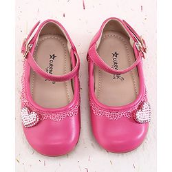 Cute Walk by Babyhug Buckle Closure Ballerinas With Pearl Detailing - Pink