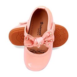 Cute Walk by Babyhug Velcro Closure Ballerina With Bow Applique - Pink