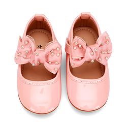 Cute Walk by Babyhug Velcro Closure Ballerina With Bow Applique - Pink