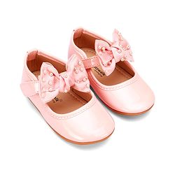 Cute Walk by Babyhug Velcro Closure Ballerina With Bow Applique - Pink
