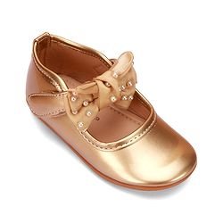 Cute Walk by Babyhug Velcro Closure Ballerina With Bow Applique - Pink