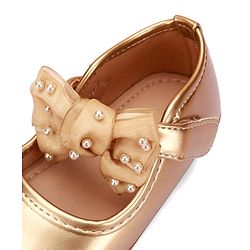 Cute Walk by Babyhug Velcro Closure Ballerina With Bow Applique - Pink