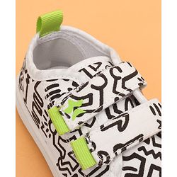 Cute Walk by Babyhug Velcro Closure Abstract Printed Casual Shoes - White & Lime Green