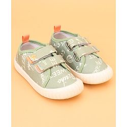 Cute Walk by Babyhug Velcro Closure Abstract Printed Casual Shoes - White & Lime Green
