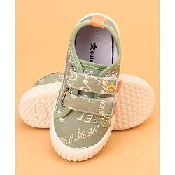 Cute Walk by Babyhug Velcro Closure Abstract Printed Casual Shoes - White & Lime Green