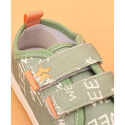 Cute Walk by Babyhug Velcro Closure Abstract Printed Casual Shoes - White & Lime Green