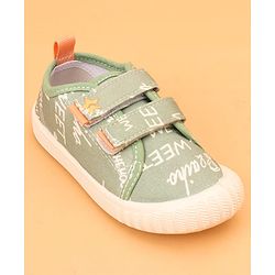 Cute Walk by Babyhug Velcro Closure Abstract Printed Casual Shoes - White & Lime Green