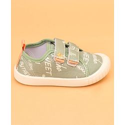 Cute Walk by Babyhug Velcro Closure Abstract Printed Casual Shoes - White & Lime Green