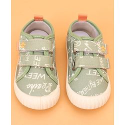 Cute Walk by Babyhug Velcro Closure Abstract Printed Casual Shoes - White & Lime Green