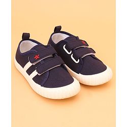 Cute Walk By Babyhug Casual Shoes with Velcro Closure Canvas & Tape Detailing - Navy Blue