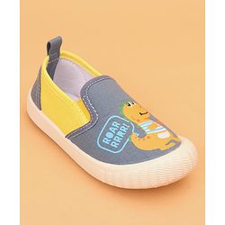 Cute Walk by Babyhug Slip On Casual Shoes with Dino Print - Light Blue & Yellow