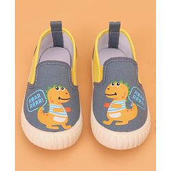 Cute Walk by Babyhug Slip On Casual Shoes with Dino Print - Light Blue & Yellow