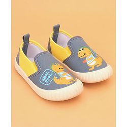 Cute Walk by Babyhug Slip On Casual Shoes with Dino Print - Light Blue & Yellow