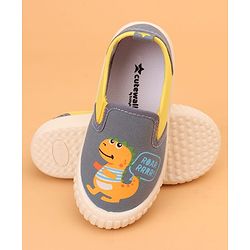 Cute Walk by Babyhug Slip On Casual Shoes with Dino Print - Light Blue & Yellow