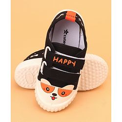 Cute Walk by Babyhug Velcro Closure Puppy Printed Casual Shoes - Black