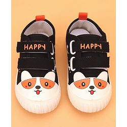 Cute Walk by Babyhug Velcro Closure Puppy Printed Casual Shoes - Black