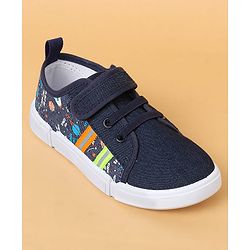 Cute Walk By Babyhug Casual Shoes with Velcro Closure Canvas & Tape Detailing - Navy Blue
