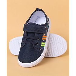 Cute Walk By Babyhug Casual Shoes with Velcro Closure Canvas & Tape Detailing - Navy Blue