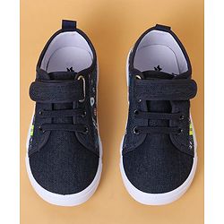 Cute Walk By Babyhug Casual Shoes with Velcro Closure Canvas & Tape Detailing - Navy Blue