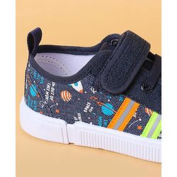Cute Walk By Babyhug Casual Shoes with Velcro Closure Canvas & Tape Detailing - Navy Blue