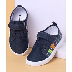 Cute Walk By Babyhug Casual Shoes with Velcro Closure Canvas & Tape Detailing - Navy Blue
