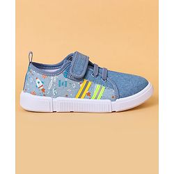 Cute Walk By Babyhug Casual Shoes with Velcro Closure Canvas & Tape Detailing - Blue