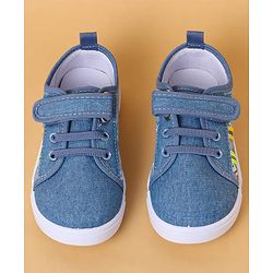 Cute Walk By Babyhug Casual Shoes with Velcro Closure Canvas & Tape Detailing - Blue