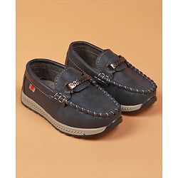 Cute Walk By Babyhug Slip On Loafers With Stitch Detailing - Navy Blue