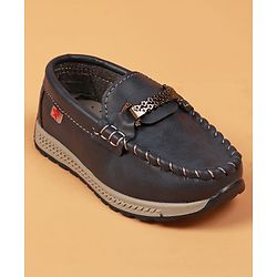 Cute Walk By Babyhug Slip On Loafers With Stitch Detailing - Navy Blue