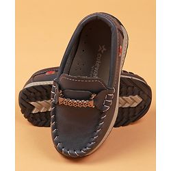 Cute Walk By Babyhug Slip On Loafers With Stitch Detailing - Navy Blue