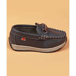 Cute Walk By Babyhug Slip On Loafers With Stitch Detailing - Navy Blue