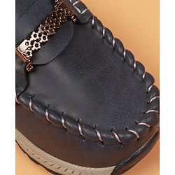 Cute Walk By Babyhug Slip On Loafers With Stitch Detailing - Navy Blue