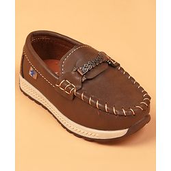 Cute Walk By Babyhug Slip On Loafers With Stitch Detailing - Navy Blue