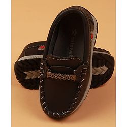 Cute Walk By Babyhug Slip On Loafers With Stitch Detailing - Navy Blue