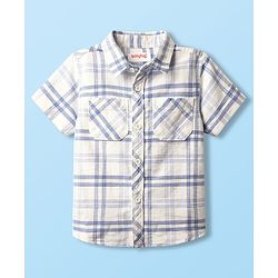 Babyhug Cotton Woven Half Sleeves Checkered Shirt- White