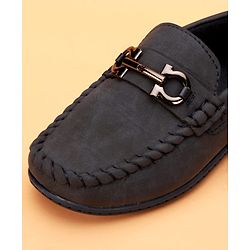 Cute Walk by Babyhug Slip On Solid Coloured Loafers With Applique - Navy Blue