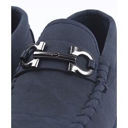 Cute Walk by Babyhug Slip On Solid Coloured Loafers With Applique - Navy Blue