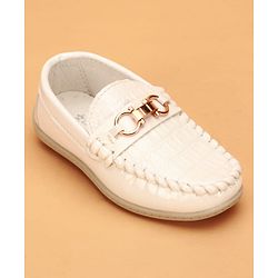Cute Walk by Babyhug Slip On Solid Loafers with Applique Detailing - White