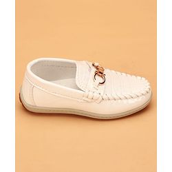 Cute Walk by Babyhug Slip On Solid Loafers with Applique Detailing - White