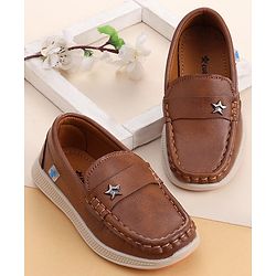 Cute Walk by Babyhug Slip On Solid Coloured Loafers - Brown