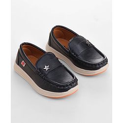 Cute Walk by Babyhug Slip On Solid Coloured Loafers - Black