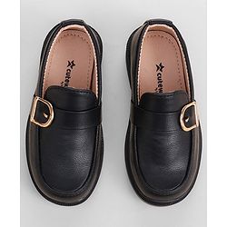 Cute Walk by Babyhug Slip On Solid Coloured Loafers - Black