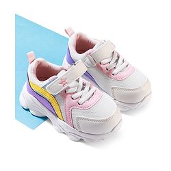 Cute Walk by Babyhug Velcro Closure Colour Block Casual Shoes With Lace Detailing - Pink